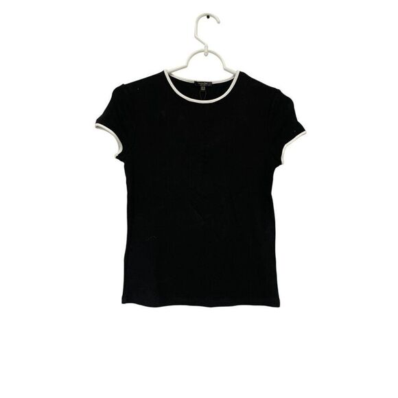 Massimo Dutti Womens Sweater Top XS Crew Neck Black Short Sleeve 6853/577 NWT - Picture 2 of 12